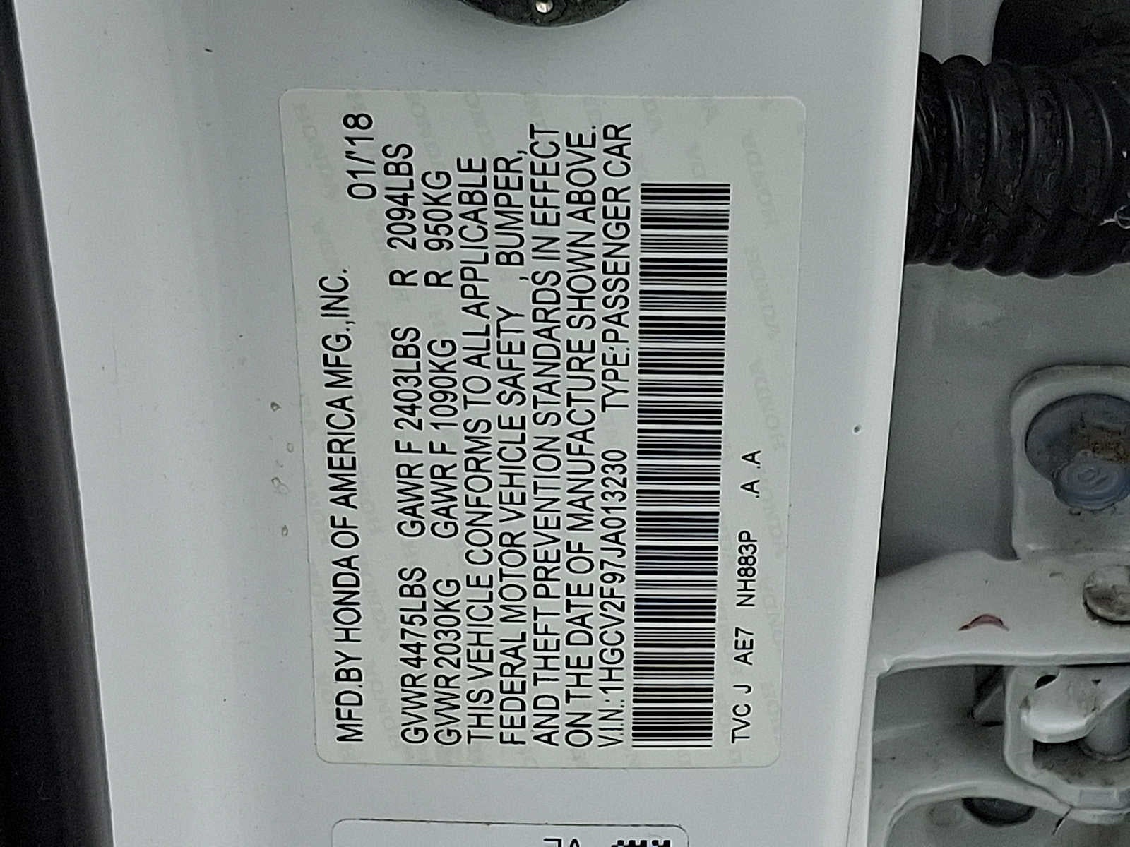 2018 Honda Accord Sedan Touring 2.0T