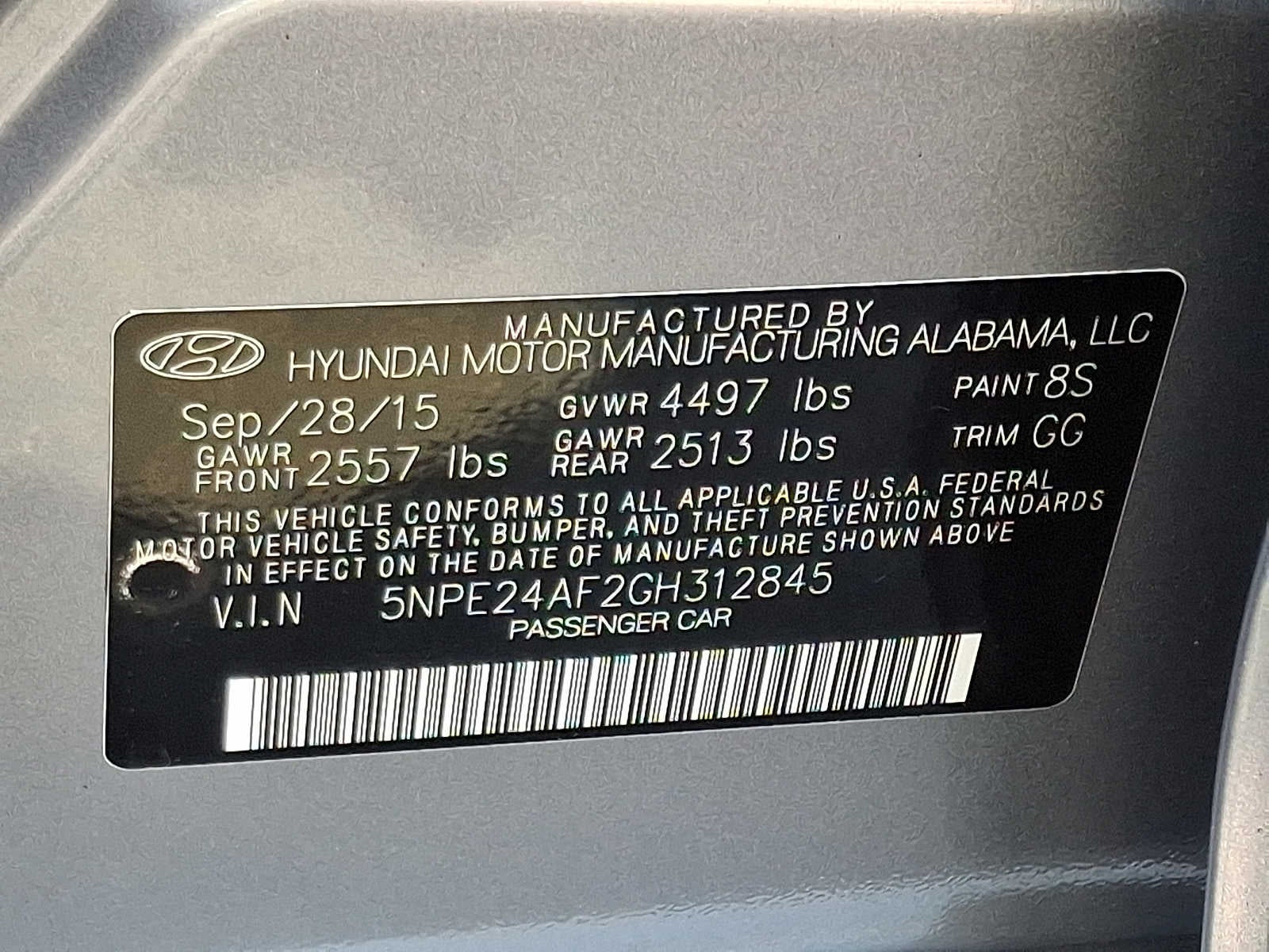 2016 Hyundai SONATA 2.4L SE