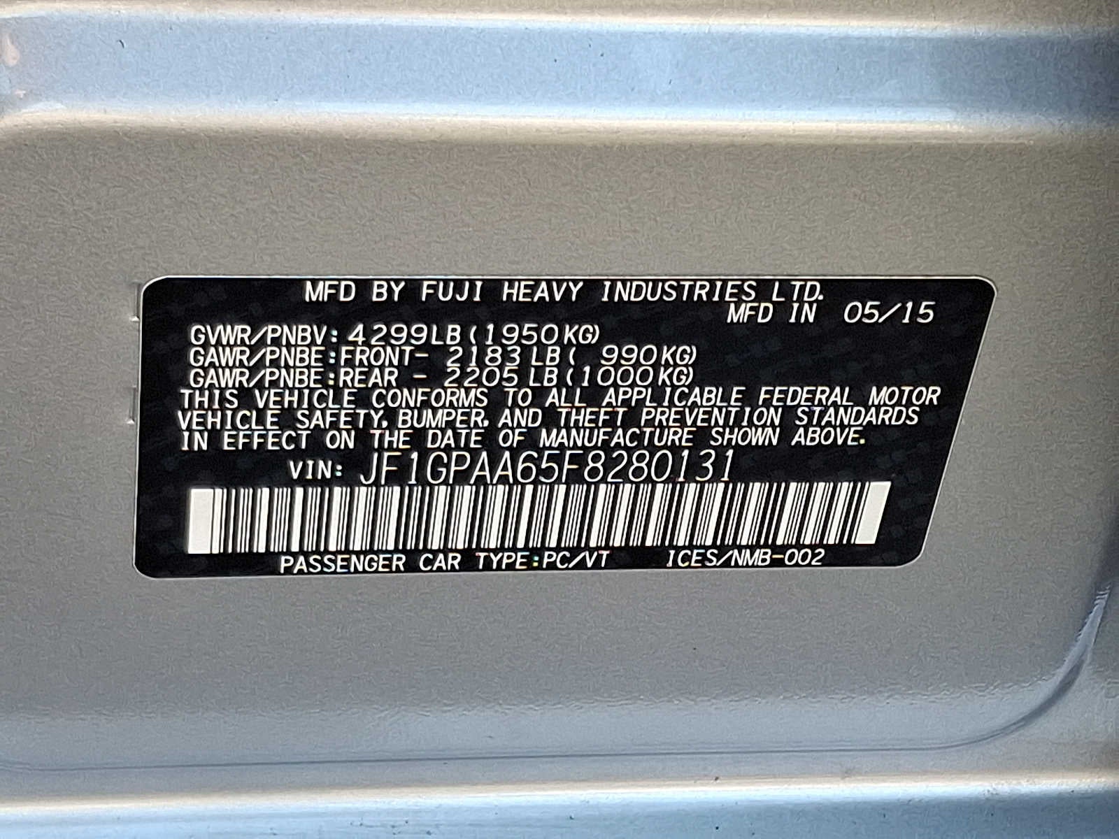 2015 Subaru Impreza 2.0i