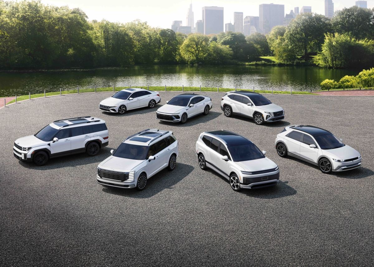 Lineup of popular new Hyundai models including Elantra, Tucson, and Palisade