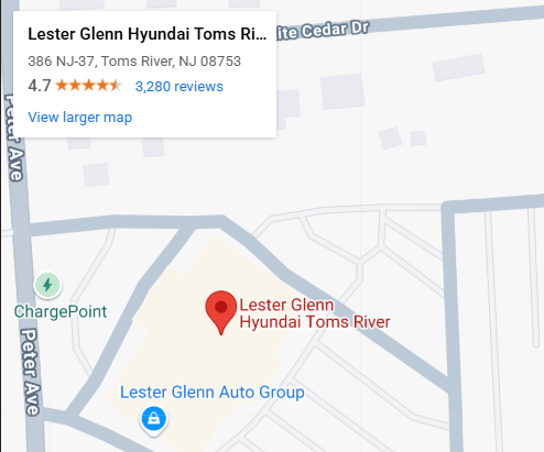 Lester Glenn Hyundai in Toms River NJ map
